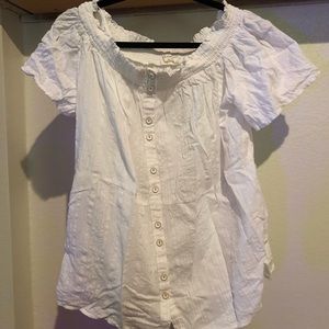 Off shoulder white Anthropologie blouse